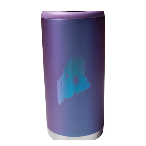 1901 Maine Flag Engraved  Slim Beverage Holder- Matte Purple Metallic